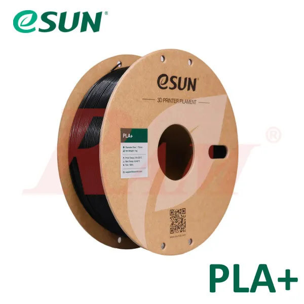 esun PLA+ Filament 1.75mm 1Kg Roll for 3D Printer (Black)