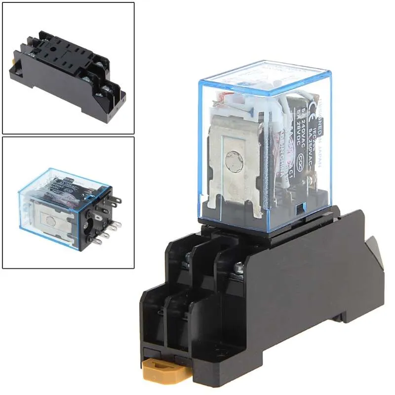 Electromagnetic Relay MY2N-J DPDT 5A 8 Pin with PYF08A Socket 12V