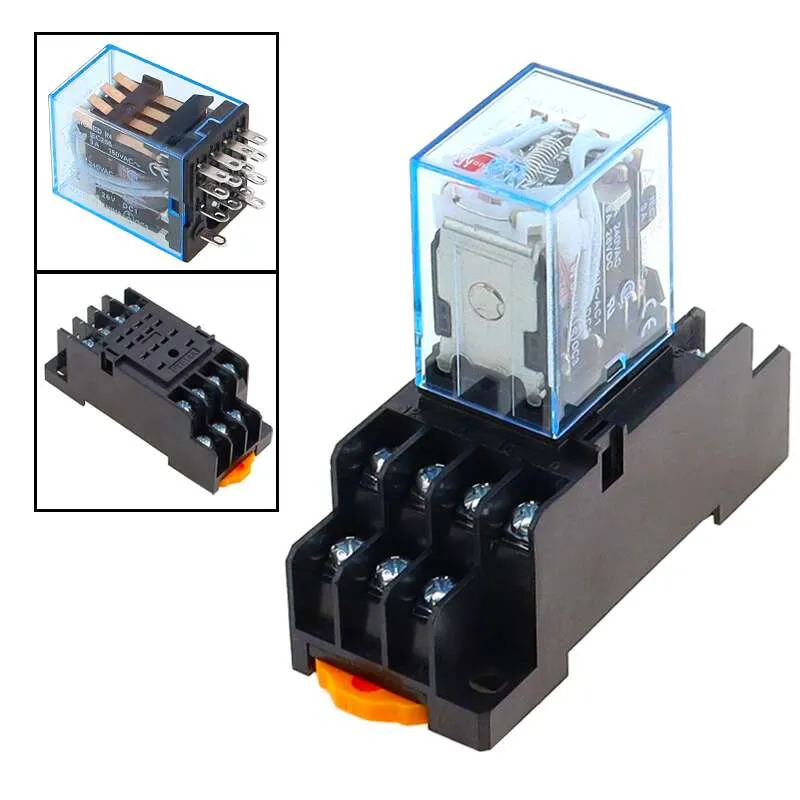 Electromagnetic Relay MY2N-J DPDT 5A 8 Pin with PYF08A Socket 220VAC