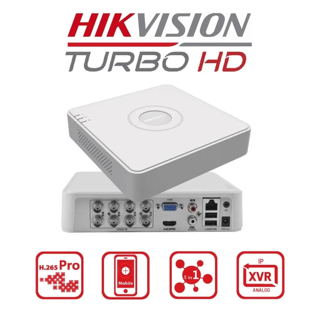 HIKVISION 8 Channel DVR 1080P Lite H.265Pro+ 2MP DVR DS-7108HGHI-K1 (Without Hard Drive), White